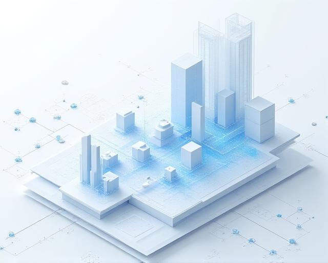 High-tech digital schematic of data pathways